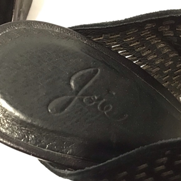 JOIE laser cut black suede wedge sandals sz 6 - Picture 7 of 8